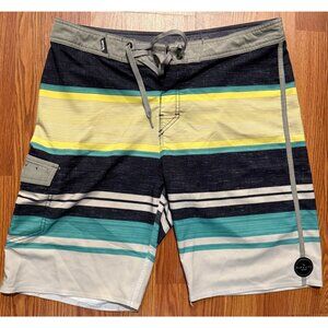 Rip Curl Mirage Board Shorts Mens 32 9" Striped Beach Swim Trunks